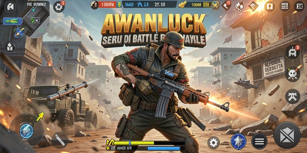 Gameplay seru AWANLUCK di arena Battle Royale.