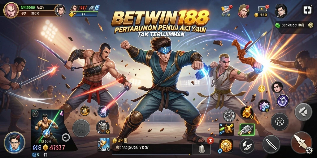 Tampilan gameplay <strong>BETWIN188</strong> yang menegangkan saat pertarungan berlangsung.