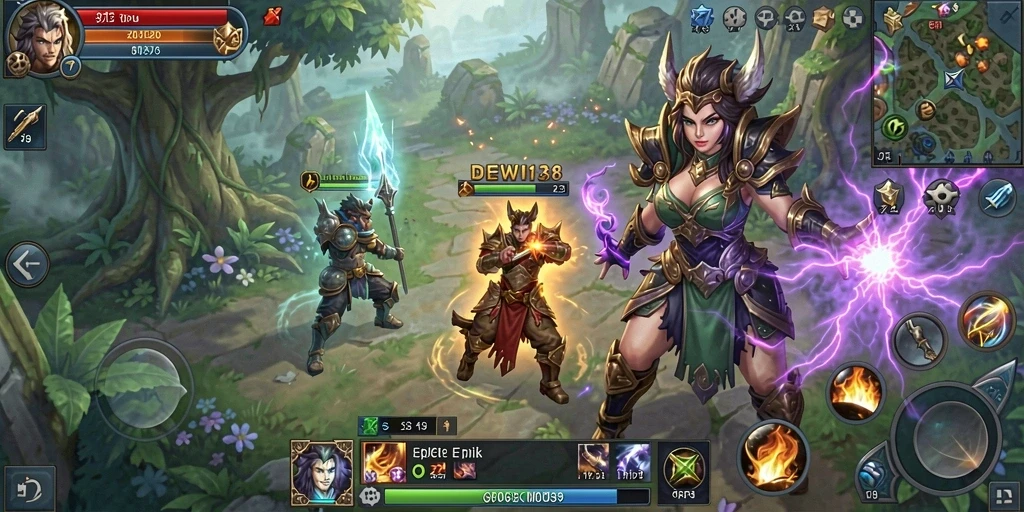 Screenshot utama DEWI138 menampilkan aksi seru dalam pertempuran MMORPG.