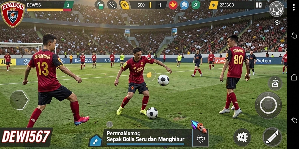 Tampilan gameplay sepak bola yang seru dan mendebarkan di DEWI567.