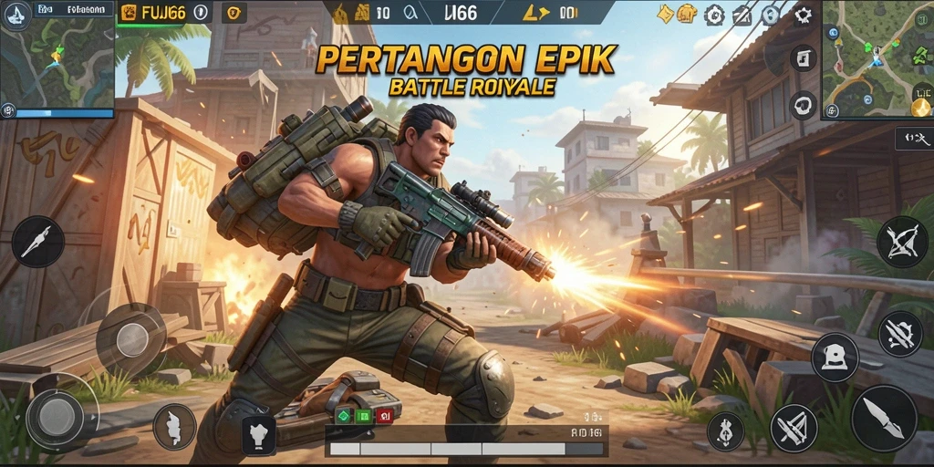 Tampilan menarik dari gameplay FUJI66 dalam pertempuran Battle Royale.
