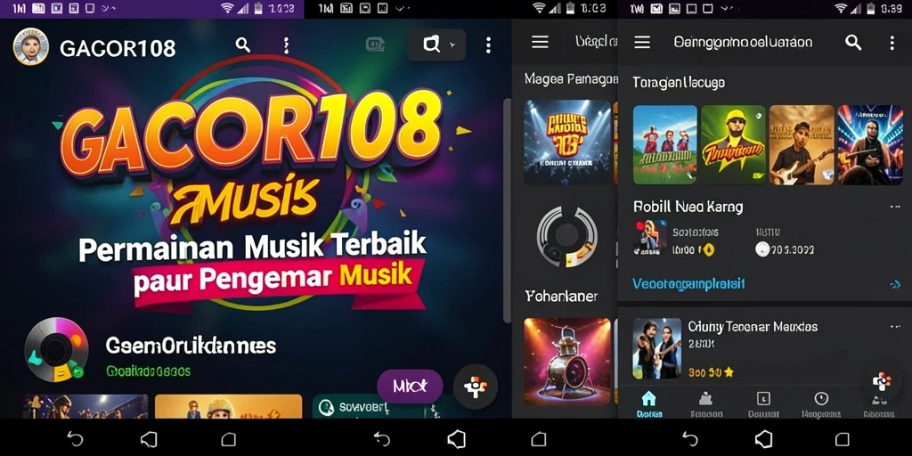 Tampilan gameplay GACOR108 yang memikat dengan berbagai lagu.