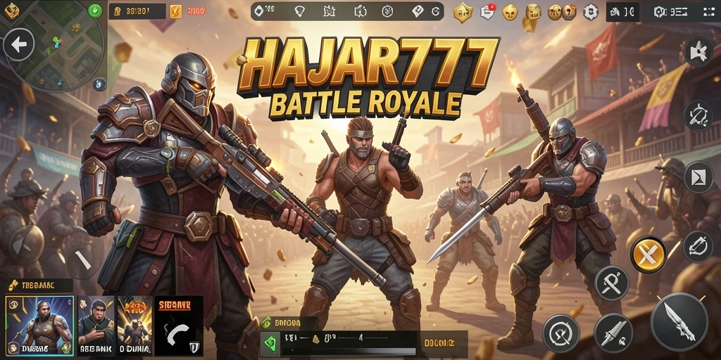 Tampilan seru gameplay Battle Royale HAJAR777 yang penuh aksi.
