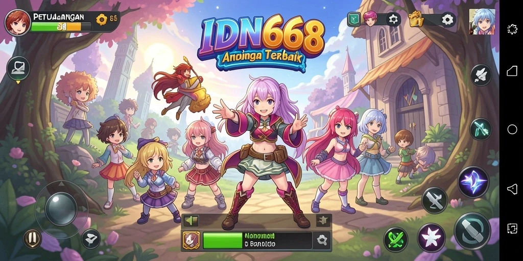 Screenshot gameplay IDN668 yang menampilkan aksi seru dan karakter Anime.