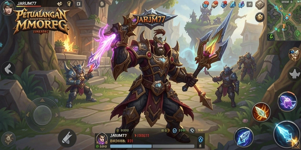 Screenshot gameplay JARUM77 dengan aksi epik dalam dunia MMORPG.
