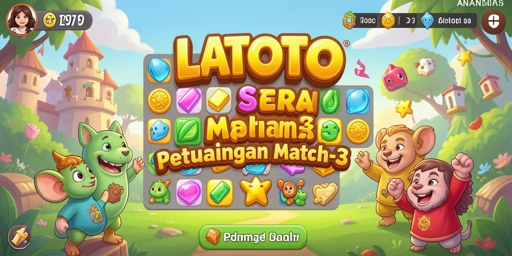 Tampilan gameplay LATOTO dengan kombinasi warna cerah dan tantangan match-3.