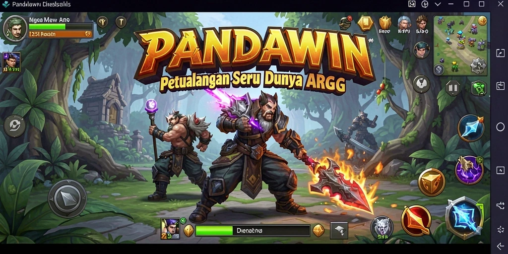 Tampilan gameplay yang dinamis dan penuh aksi dalam PANDAWIN.