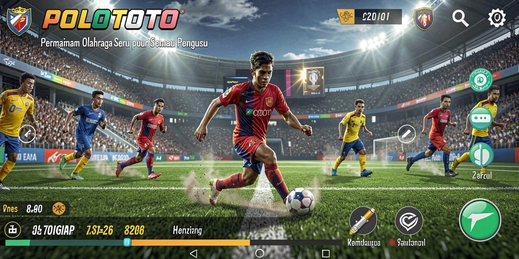 Tangkapan layar POLOTOTO menampilkan aksi seru dalam pertandingan olahraga.