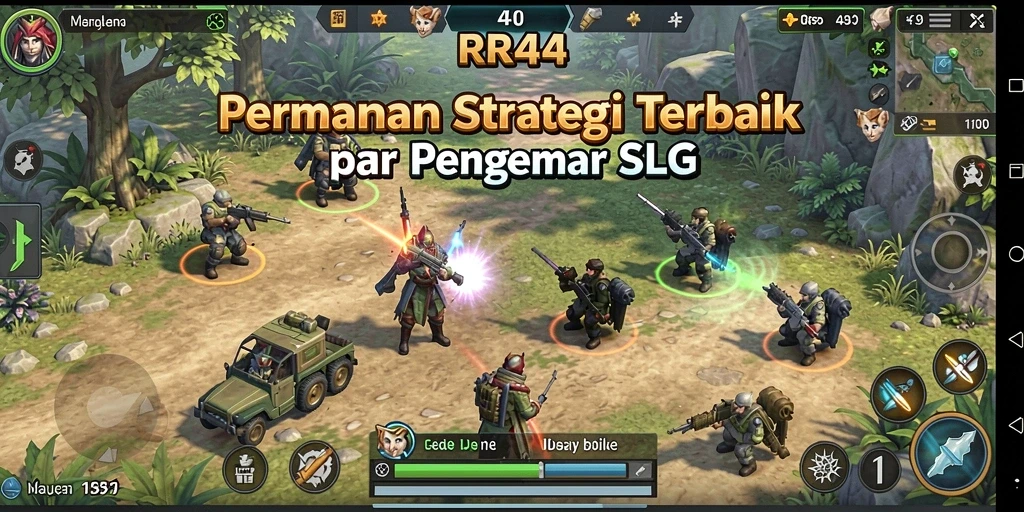 Screenshot gameplay RR44 yang menunjukkan strategi pertempuran.