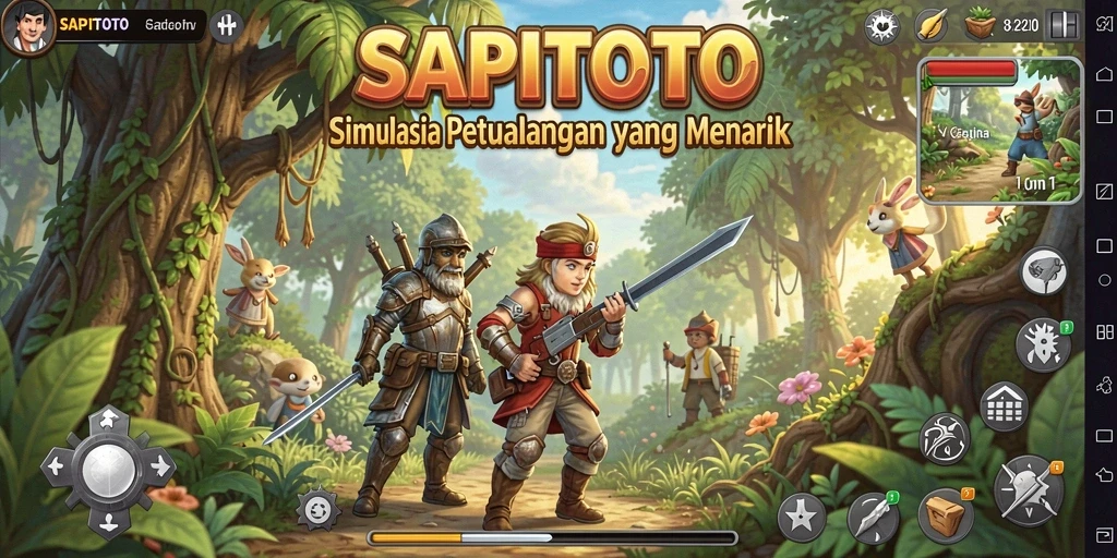 Tangkapan layar dari gameplay SAPITOTO yang menampilkan interaksi karakter.